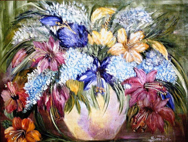 COLORIDO DE LAS FLORES Acrylic Canvas Floral Painting