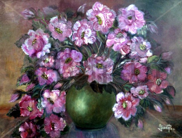 TARRO VERDE CON ROSAS