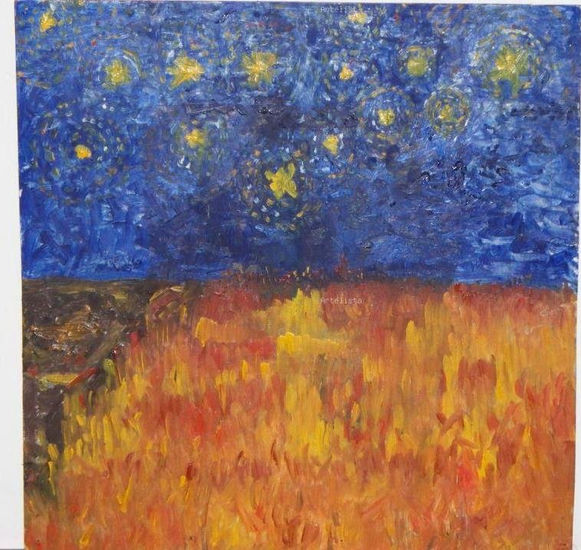 noche estrellada Oil Panel Landscaping