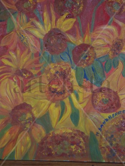 flores Oil Panel Floral Painting