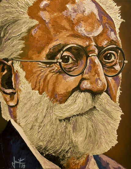 MIGUEL DE UNAMUNO. Oil Canvas Portrait