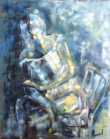 Dona en blau