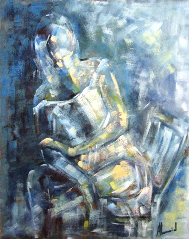 Dona en blau