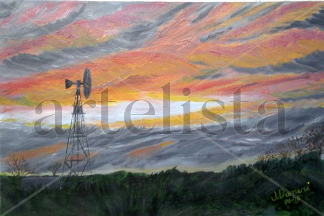 Atardecer en el campo Oil Canvas Landscaping