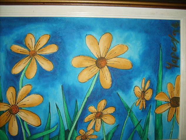 Flores Amarrillas Oil Paper Floral Painting