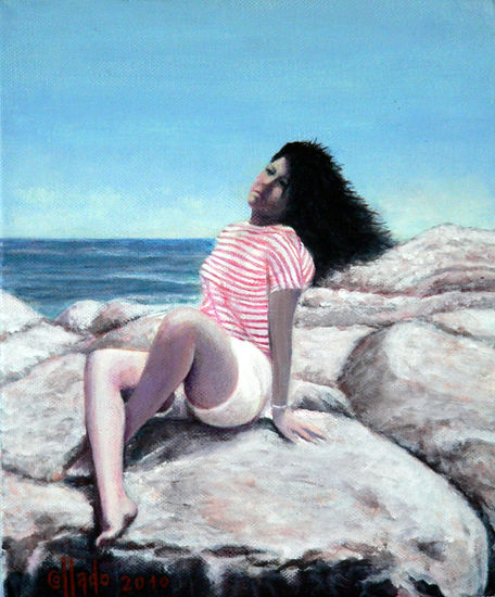 El verano, el mar y tú Acrylic Canvas Figure Painting