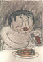 Hombre comiendo tallarines