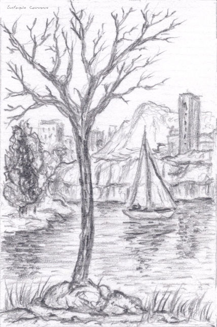 Árbol seco, lago,...