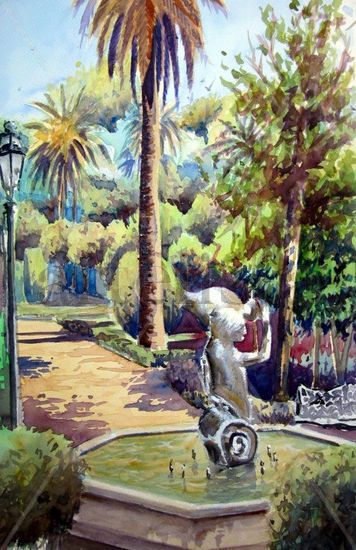 Fuente de la ninfa Watercolour Paper Landscaping