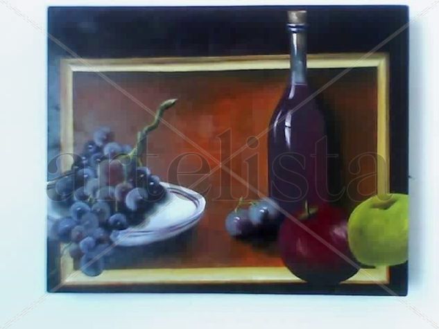 vino y frutas Oil Canvas Still Life Paintings