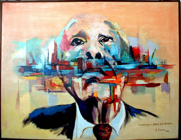 Homenaje a Jorge Luis Borges Oil Canvas Figure Painting