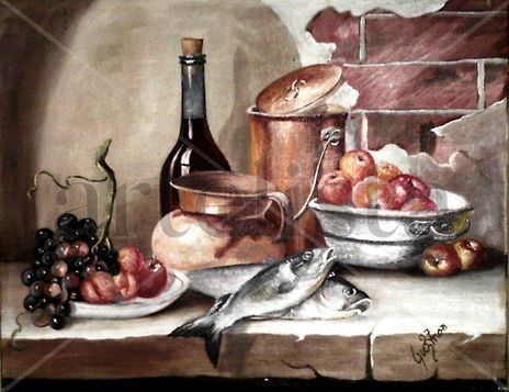 Bodegon con vino