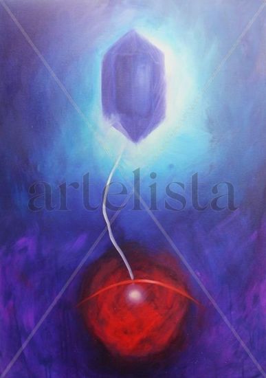 Cristal Azul Media Mixta Lienzo Figura