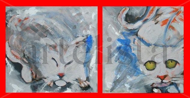 Gato 8 y 9 Acrylic Canvas Animals