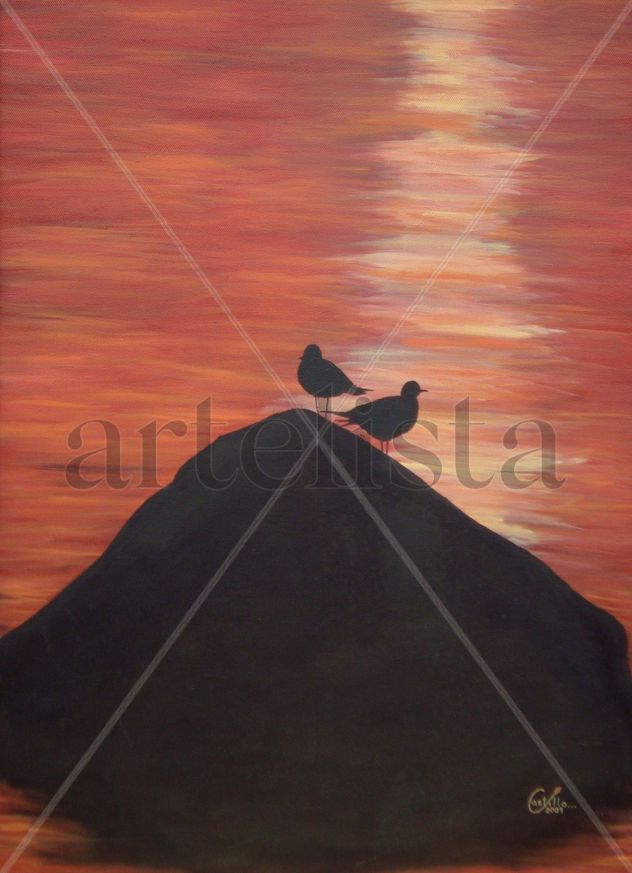 Siluetas en un rojo atardecer