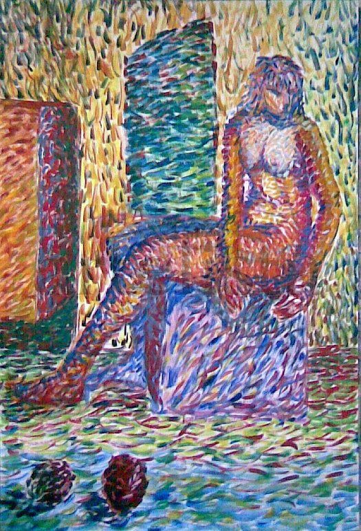 MUJER DESNUDA Y MANZANAS