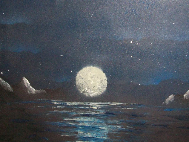 Luna sobre mar Acrylic Canvas Landscaping