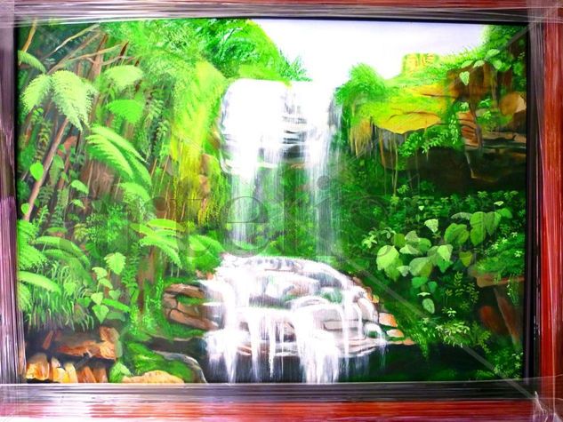 Salto del mico- Mesa de los Santos-Colombia Oil Canvas Landscaping