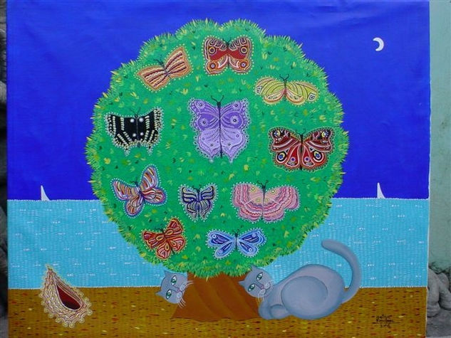 El árbol con mariposas Acrylic Canvas