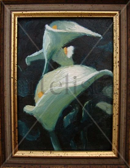 Lirios ll Oil Panel Floral Painting