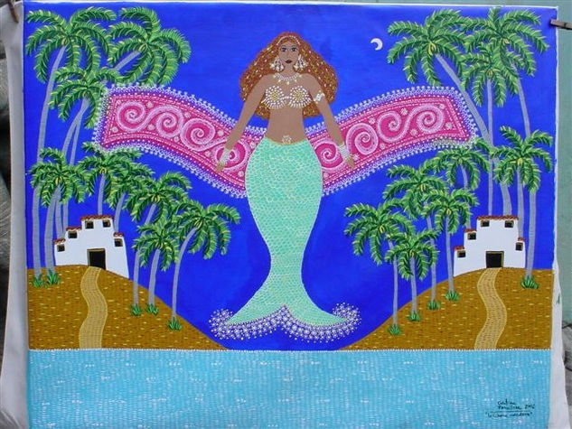 La Sirena Voladora Acrílico Lienzo