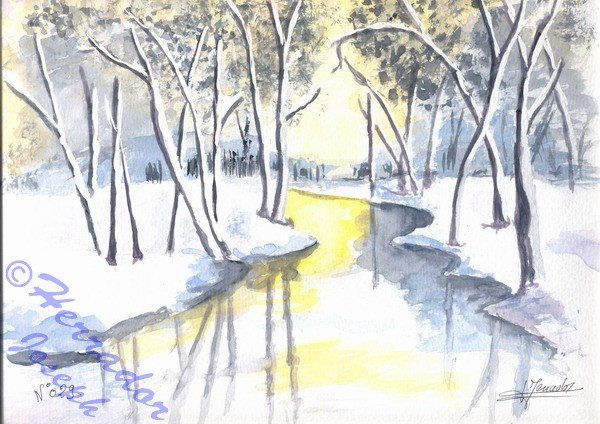 Paisaje invernal Watercolour Paper Landscaping