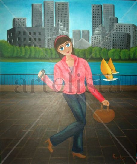 En la Gran Ciudad Acrylic Canvas Figure Painting