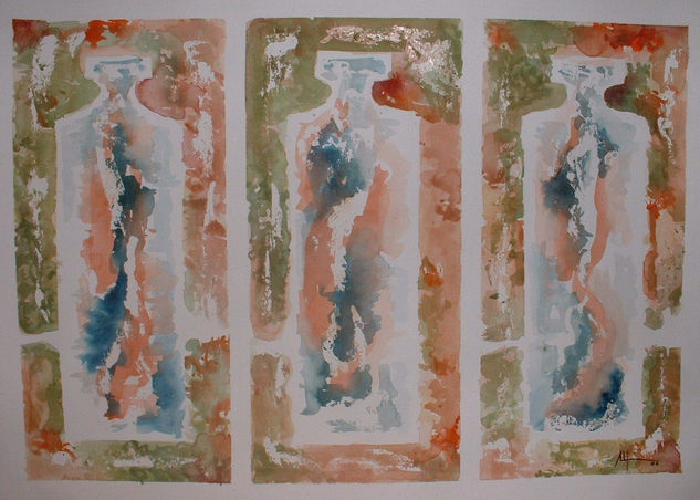 tres botellas Watercolour Paper Still Life Paintings