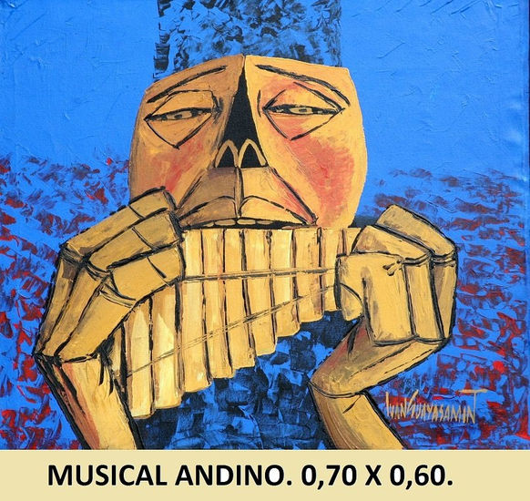 MUSICAL ANDINO. Oil Canvas Landscaping