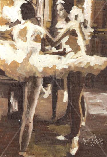 preparativos2 Oil Card Figure Painting