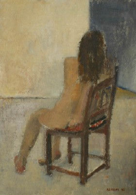 Modelo sentada de espaldas Oil Paper