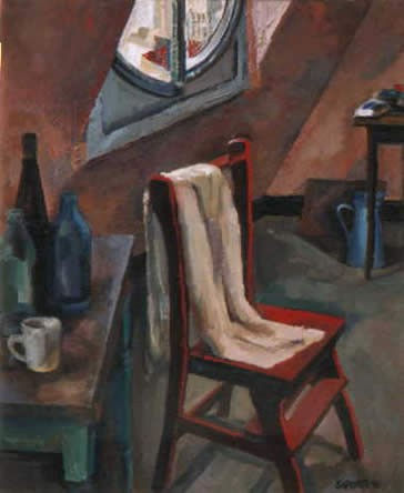 Interior con silla roja