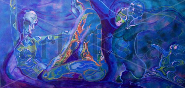 Danza Azul Acrylic Panel Nude Paintings