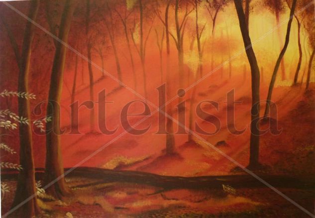 Bosque con penetración de luz Oil Canvas Landscaping