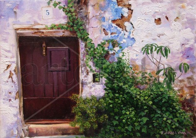 La puerta con hiedra / The door with ivy. Oil Canvas Landscaping