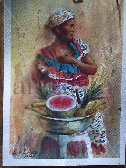 NEGRA  PALENQUERA Watercolour Card Figure Painting