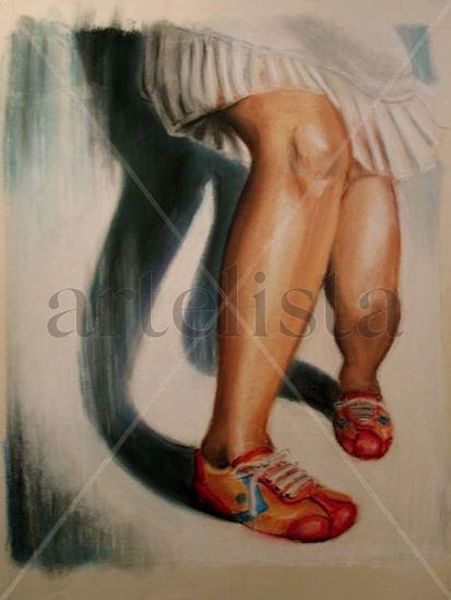 new shoes. Pastel Paper Figure Painting