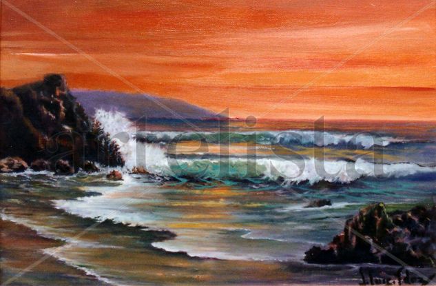 PUESTA DE SOL EN MUROS Oil Canvas Landscaping