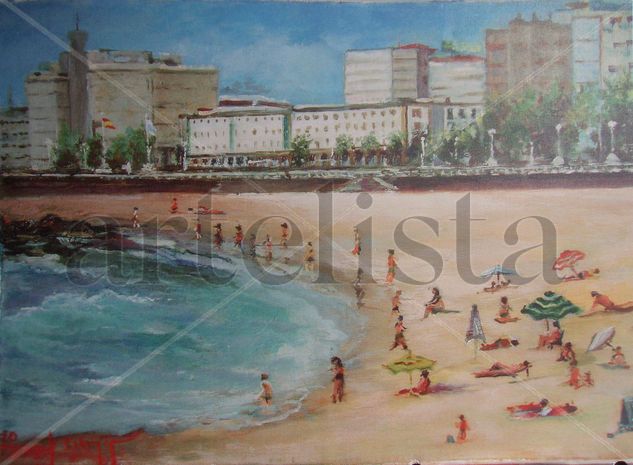 PLAYA DE RIAZOR Oil Canvas Marine Painting