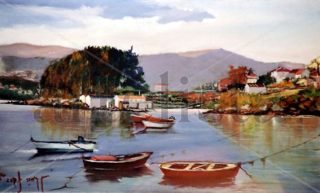 PUERTO DE LOURIDO-PONTEVEDRA Oil Canvas Marine Painting