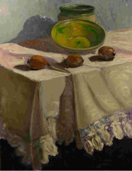 Mesa con cebollas