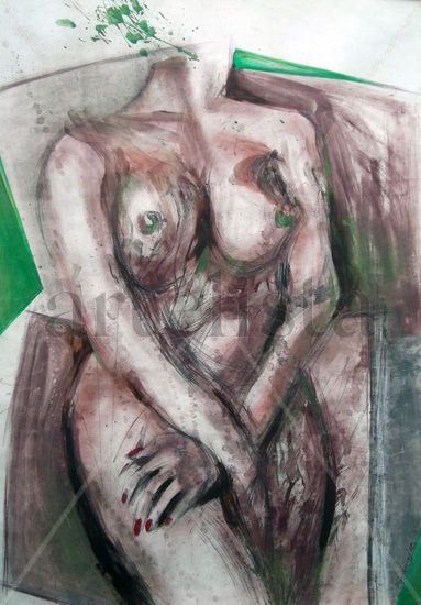 pudor Mixed media Card Nude Paintings