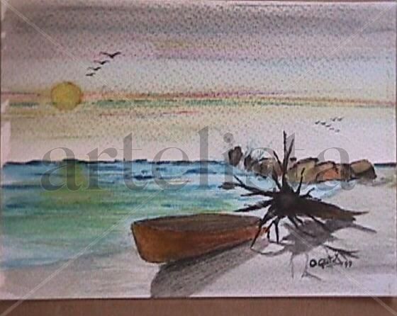 Canoa Arrecife y Mar Watercolour Paper Landscaping