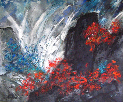 Roca Negra y flores