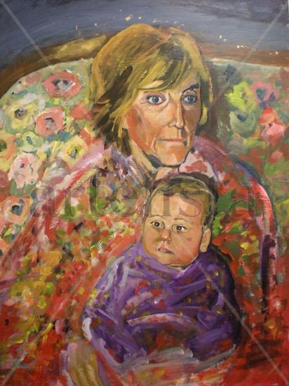 retrato abuela y nieta Acrylic Panel Portrait