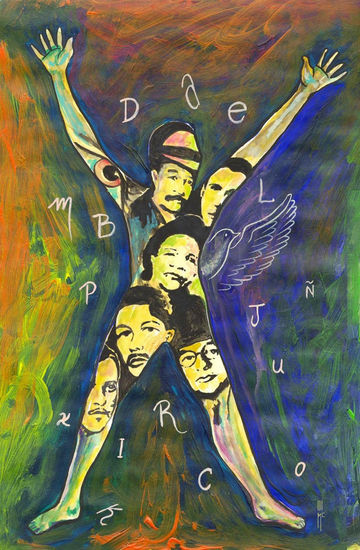 POETAS DE HONDURAS, poetas olanchanos, MURALES DE HONDURAS, MURALISTAS HONDUREÑOS. Acrylic Card Figure Painting