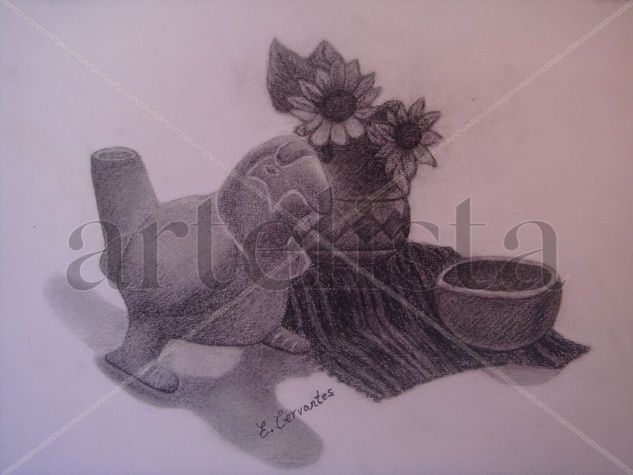 Cotorro con flores Charcoal