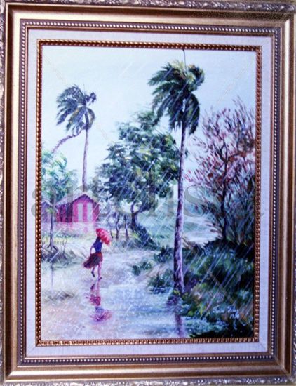 bajo la lluvia Acrylic Canvas Landscaping