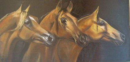 Tres caballos Oil Canvas Animals