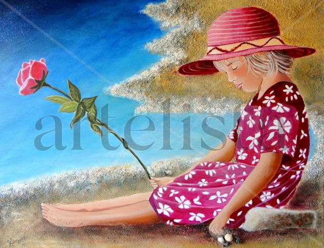 DOS ROSAS EN EL MAR Acrylic Canvas Marine Painting